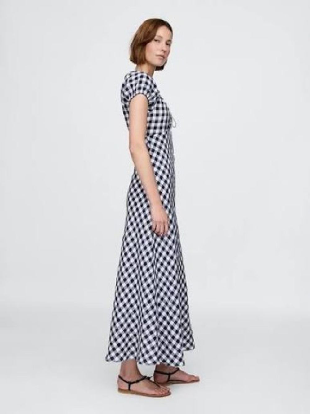 Gap × DÔEN 100% Linen Gingham Midi Dress (M)
